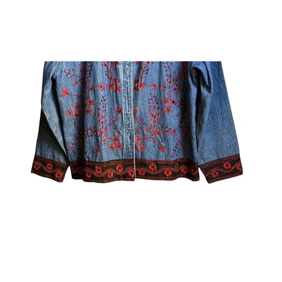 Vintage Life Style Women’s Denim Jacket Button Front Embroidered  Size Medium Sk - Picture 7 of 11